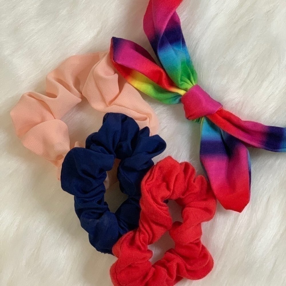 𝅺free HEADBAND | SCRUNCHIES SET SUPER CUTE MULTICOLOURED HEADBAND HAIR HOOP TIE